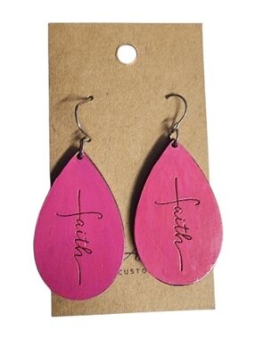 Blossom Faith Teardrop Wood Drop Earrings